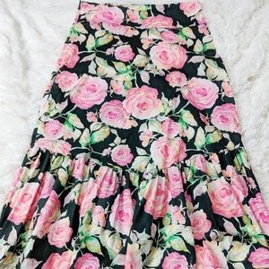 Agnes & Dora Boho Ruffle Midi Skirt Floral